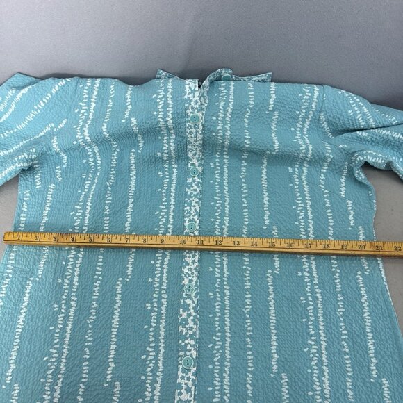 Habitat‎ Coralie Crinkle Turquoise Shirt Dress SZ Large Casual, Coastal, Beach - Picture 11 of 16